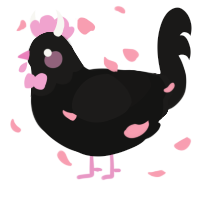 A black and sable chicken with a head pattern