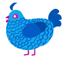 4200 Sky, a sky and ultramarine chicken with a lace pattern