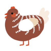 A russet and cream chicken with a half-bar pattern