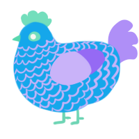 A sky and lilac chicken with a lace pattern