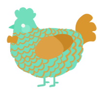 xyx mint, a mint and orange chicken with a lace pattern
