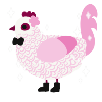 A white and pink chicken with a double-lace pattern
