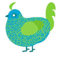 Slimewave, a cerulean and grass chicken with a double-lace pattern