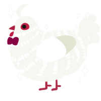 A white chicken with a bar pattern