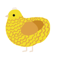 Cornbread, a yellow and orange chicken with a lace pattern