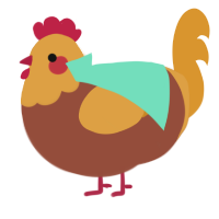 harold fudge III, a russet and orange chicken with a head pattern