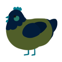 A olive and tumblr chicken with a head pattern