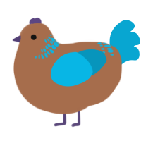 A brown and cerulean chicken with a neck-band pattern
