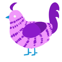 A lavender and violet chicken with a bar pattern