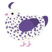 A white and overcast chicken with a speckle pattern
