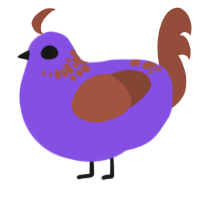 Saltibarsciai, a blurple and russet chicken with a neck-speckle pattern
