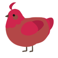 Gimme apple, a red and crimson chicken with a head pattern