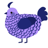 heheheheehehehehe, a lilac and navy chicken with a lace pattern