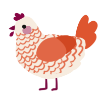 (unnamed), a cream and vermilion chicken with a lace pattern
