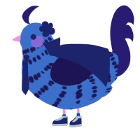 Marie, a gold and lemon chicken with a bar pattern