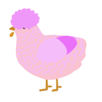 Rosy, a rose and lavender chicken with a lace pattern