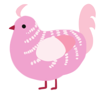 Soap Bar, a pink and rose chicken with a half-bar pattern