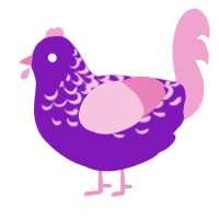 Too nice nice, a violet and pink chicken with a half-lace pattern