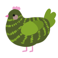 WATERMELON, a olive and chartreuse chicken with a bar pattern