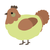Maple, a lemon and brown chicken with a head pattern