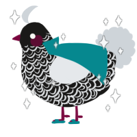 Milady, a sable and mist chicken with a double-lace pattern