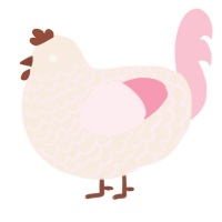 Ioopy Ioobert, a cream and rose chicken with a lace pattern