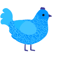 A cerulean and aqua chicken with a double-lace pattern