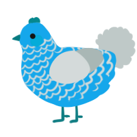 A sky and silver chicken with a lace pattern