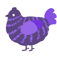 oveecast, a overcast and blurple chicken with a bar pattern