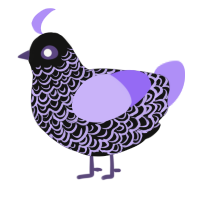 A black and lilac chicken with a double-lace pattern