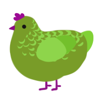 A chartreuse and grass chicken with a half-lace pattern