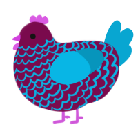 A wine and cerulean chicken with a lace pattern