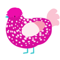 (unnamed), a fuchsia and rose chicken with a speckle pattern