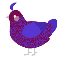 Arnold, a wine and indigo chicken with a double-lace pattern