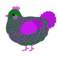 A leaf and amethyst chicken with a lace pattern