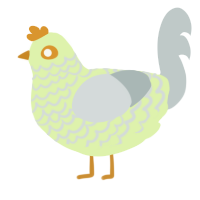 Elias, a apple and silver chicken with a lace pattern