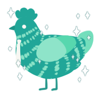 Ghost, a turquoise and mint chicken with a bar pattern