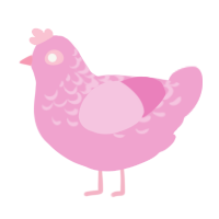 Pink Rose, a pink chicken with a half-lace pattern