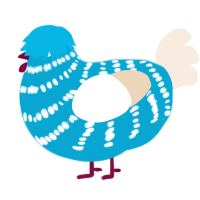 A cerulean and cream chicken with a bar pattern