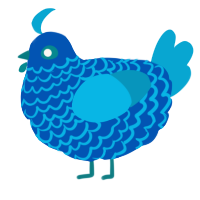 Portent, a ultramarine and cerulean chicken with a lace pattern