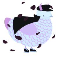 A white and pink chicken with a lace pattern