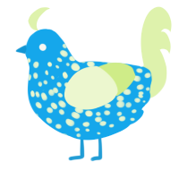 A sky and apple chicken with a speckle pattern