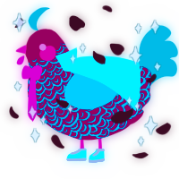 Circus star, a wine and teal chicken with a double-lace pattern