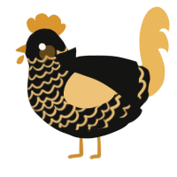 A black and honey chicken with a lace pattern
