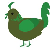 A olive and viridian chicken with a neck-speckle pattern