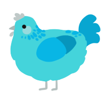 Mixed Fortune Berry, a aqua and cerulean chicken with a neck-speckle pattern