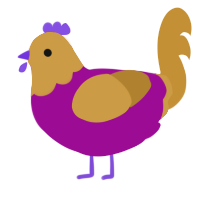 pbj, a plum and gold chicken with a head pattern
