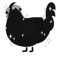 Void Meal, a black chicken with a half-lace pattern