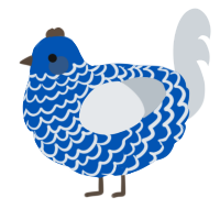A ultramarine and mist chicken with a lace pattern