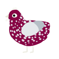 Dragon Fruit, a maroon and mist chicken with a speckle pattern